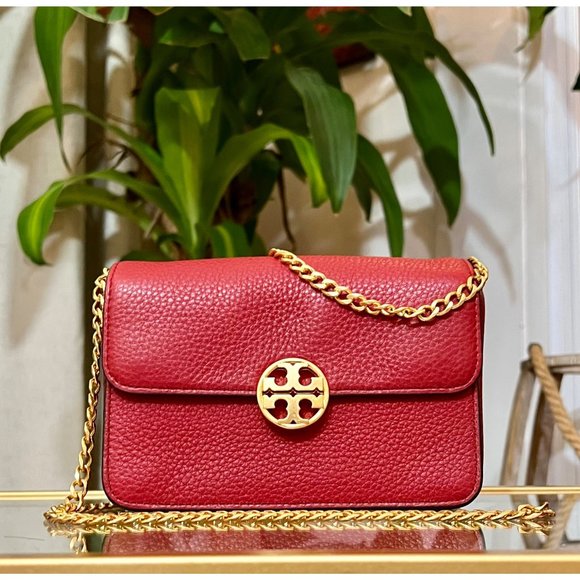 ♦️♦️  TORY BURCH AUTHENTIC RED LEATHER CHELSEA HANDBAG ♦️♦️ - Picture 1 of 14